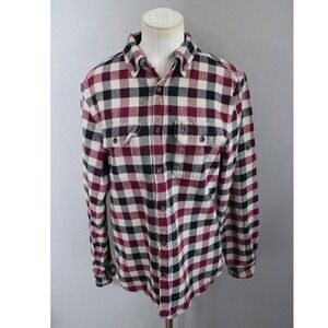 Fjallraven Skog Shirt Flannel Men's Medium Red Black Long Sleeve Outdoors Hiking